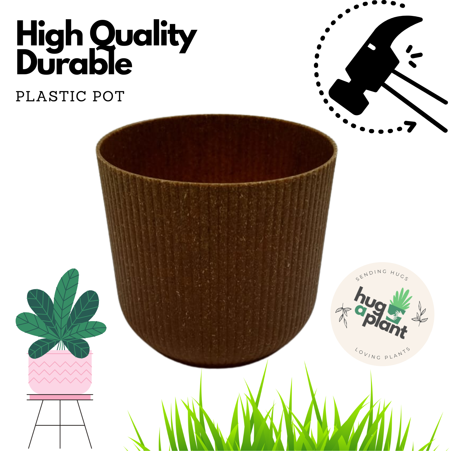 Hug A Plant | Ebizia Round[Eco series] Plastic Pot for Home & Garden (Pack of 1)