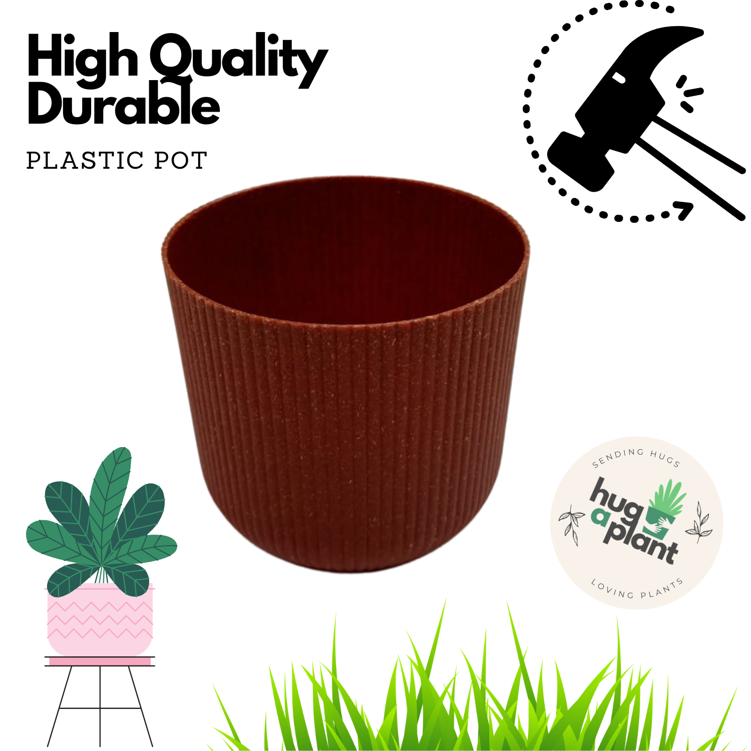 Hug A Plant | Ebizia Round[Eco series] Plastic Pot for Home & Garden (Pack of 1)