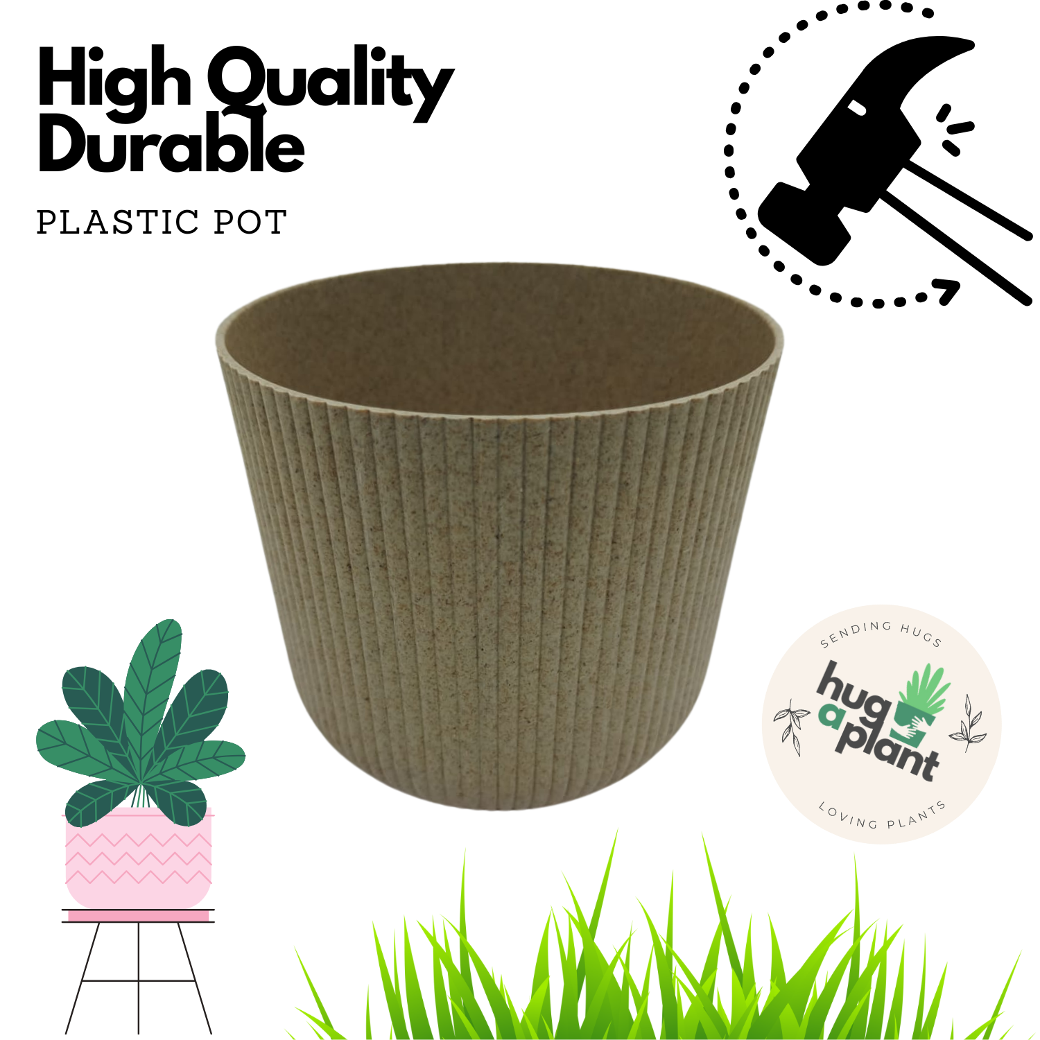 Hug A Plant | Ebizia Round[Eco series] Plastic Pot for Home & Garden (Pack of 1)
