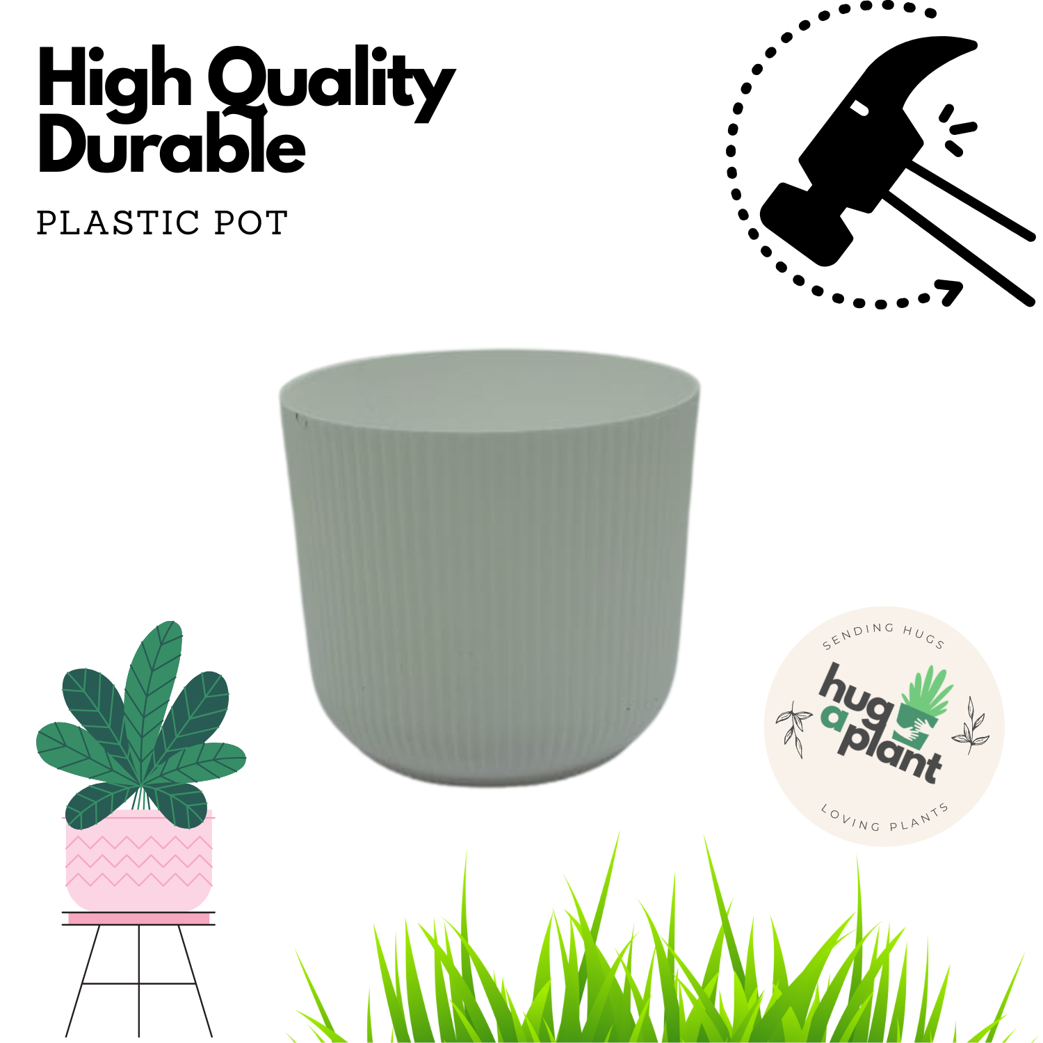Hug a plant Ebizia Plastic Pot  for Home & Garden (Pack of 1)