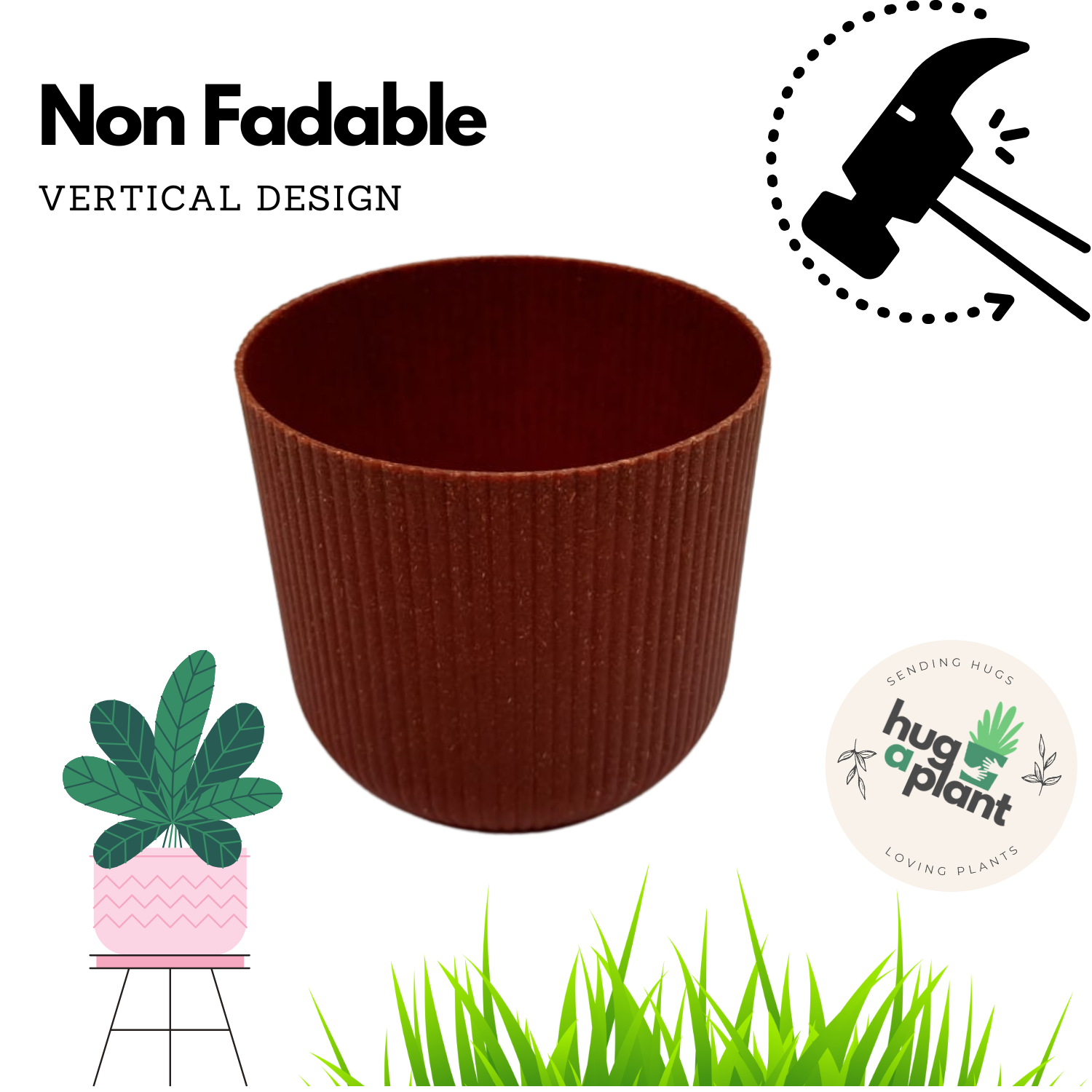 Hug A Plant | Ebizia Round[Eco series] Plastic Pot for Home & Garden (Pack of 1)