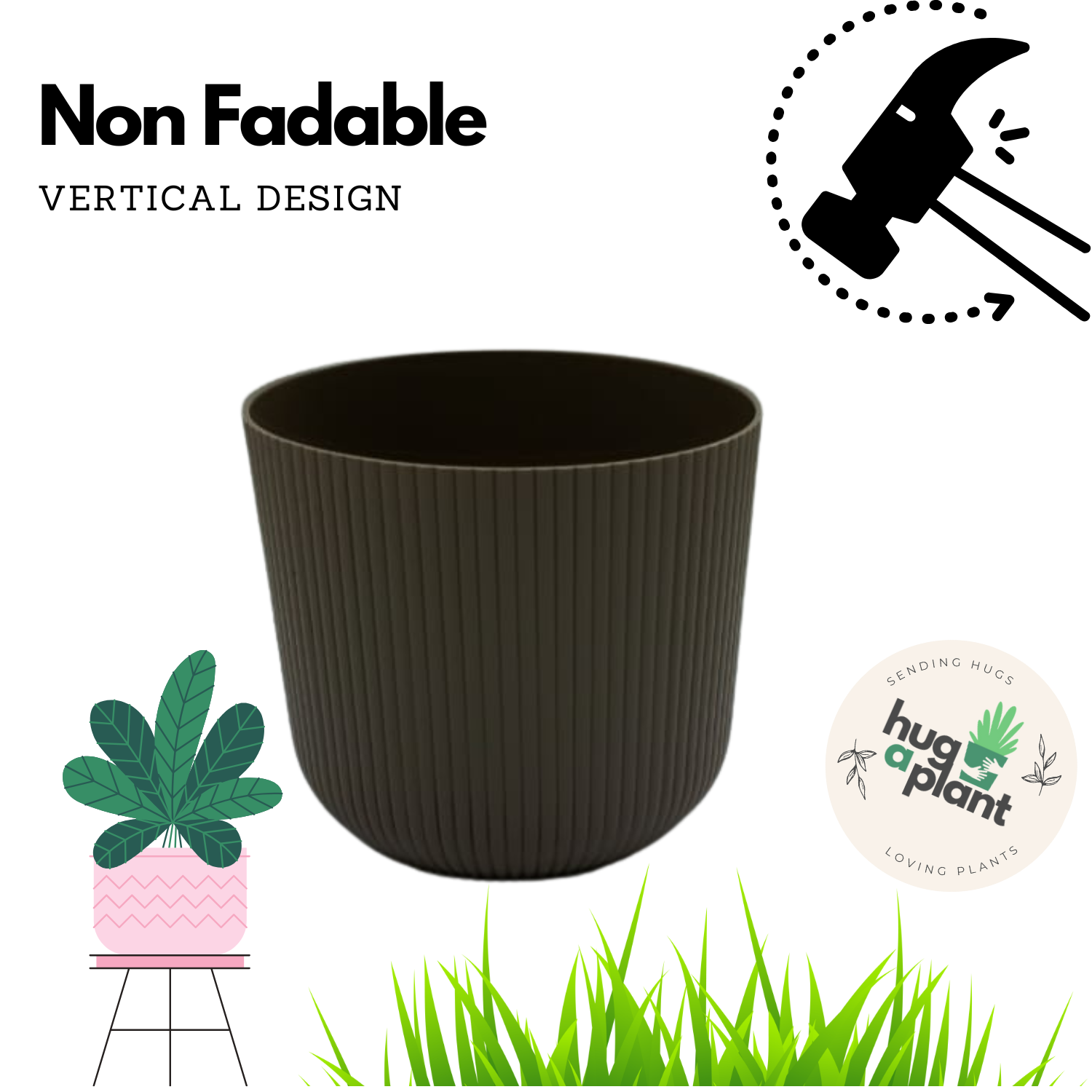 Hug a plant Ebizia Plastic Pot  for Home & Garden (Pack of 1)