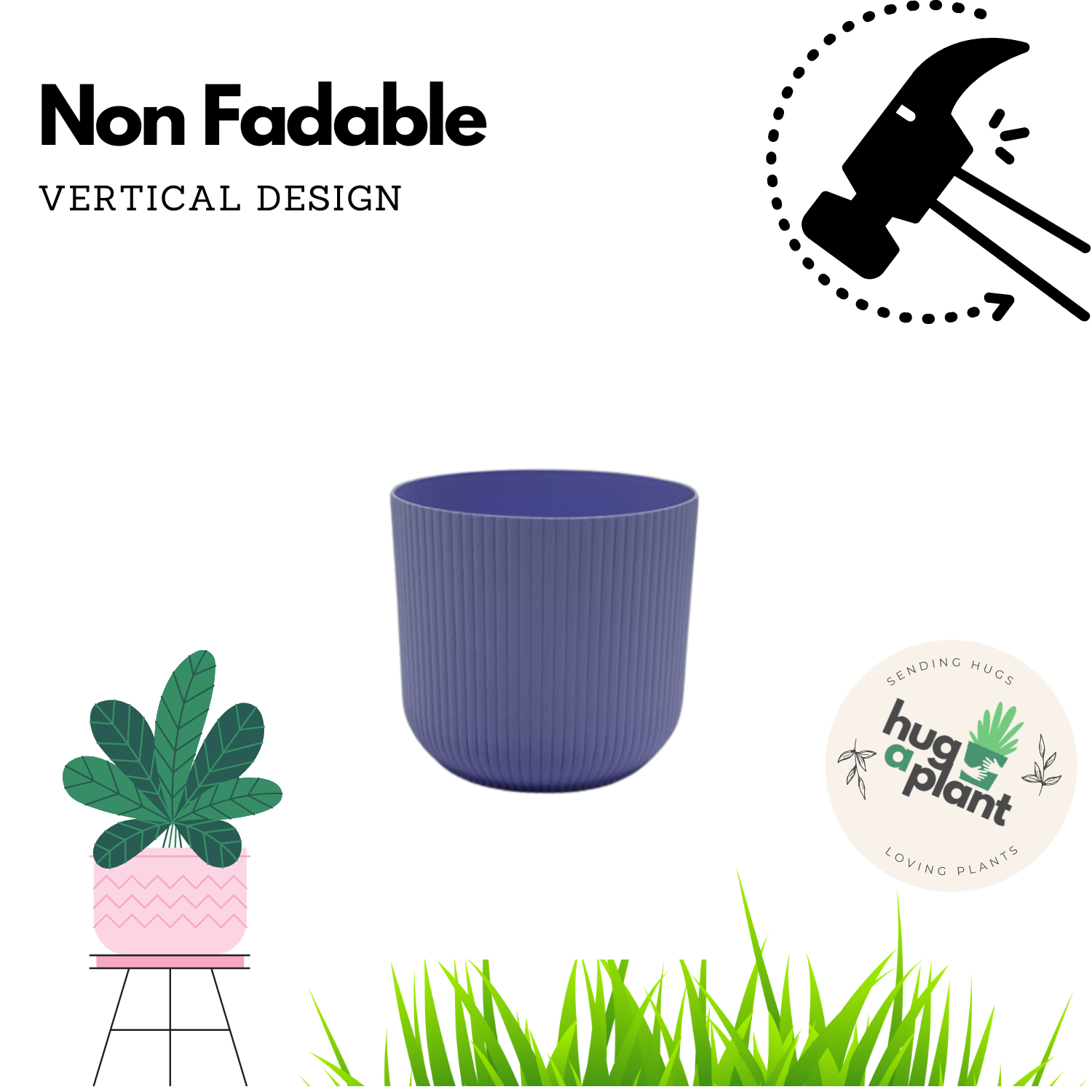 Hug a plant Ebizia Plastic Pot  for Home & Garden (Pack of 1)