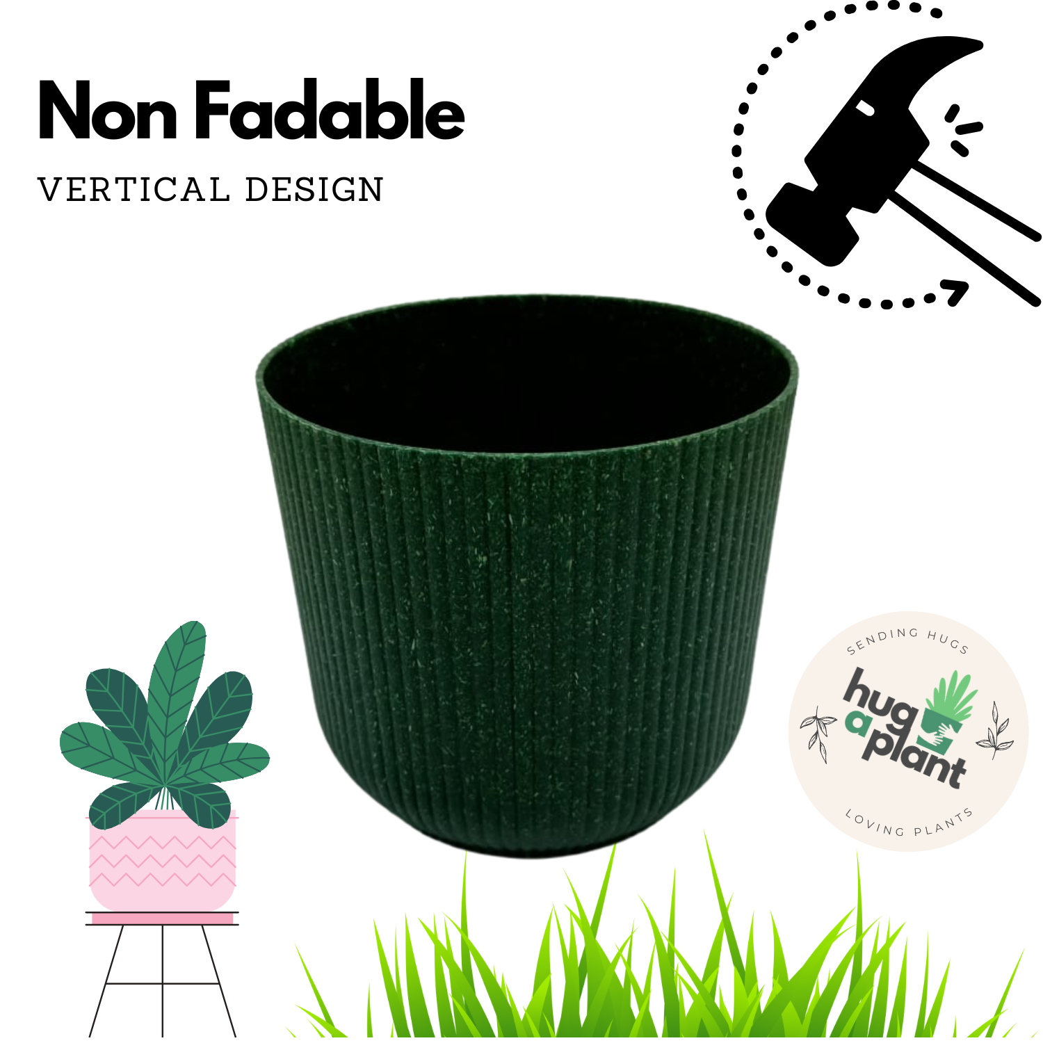 Hug A Plant | Ebizia Round[Eco series] Plastic Pot for Home & Garden (Pack of 1)
