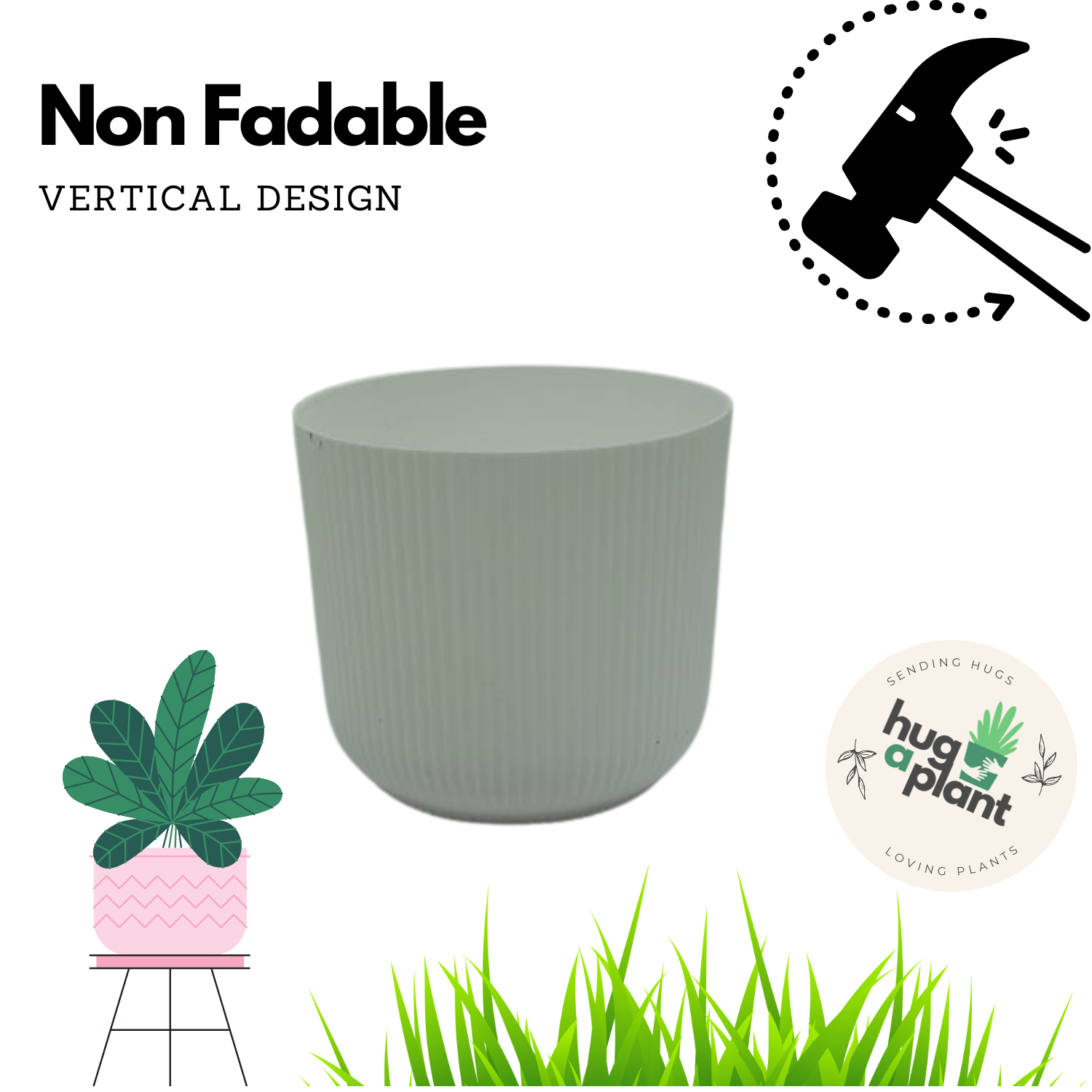 Hug a plant Ebizia Plastic Pot  for Home & Garden (Pack of 1)