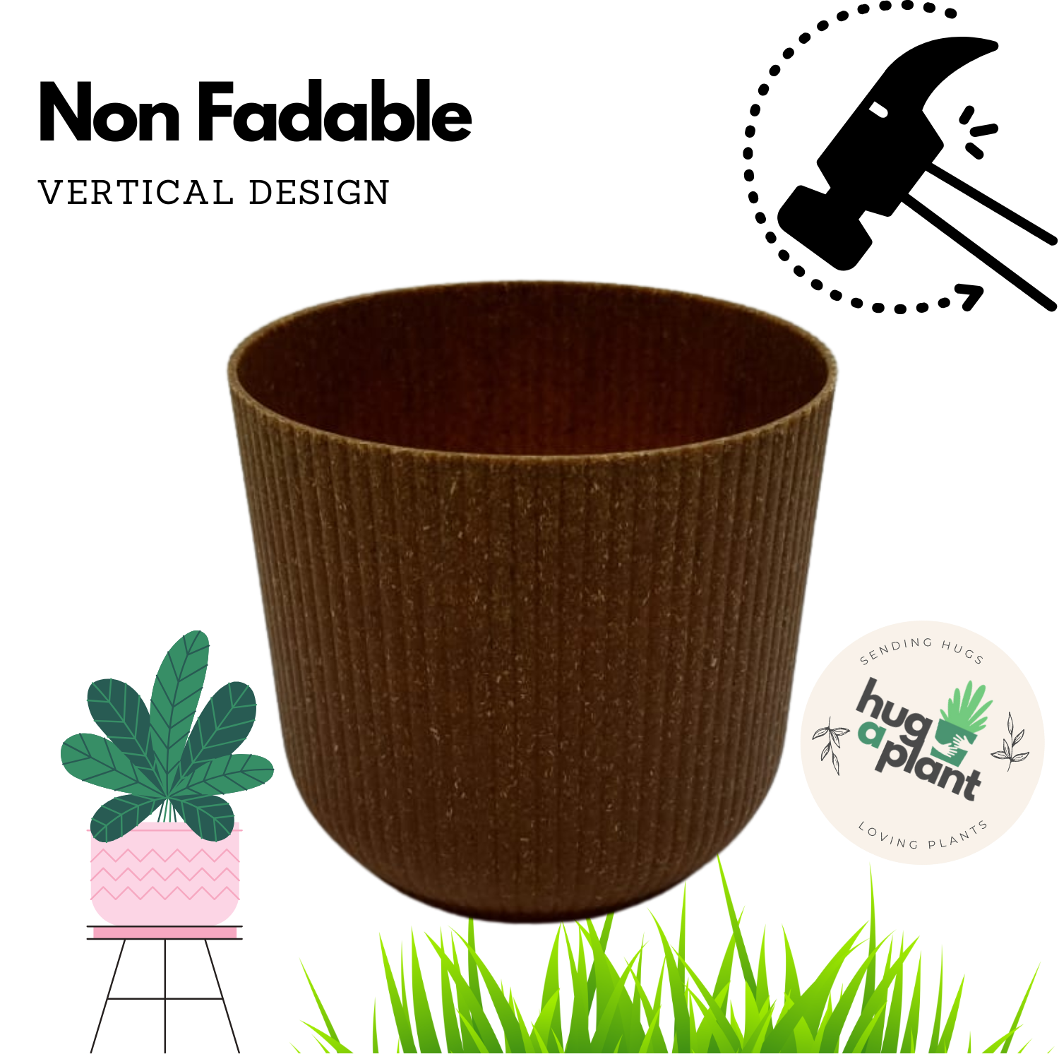 Hug A Plant | Ebizia Round[Eco series] Plastic Pot for Home & Garden (Pack of 1)