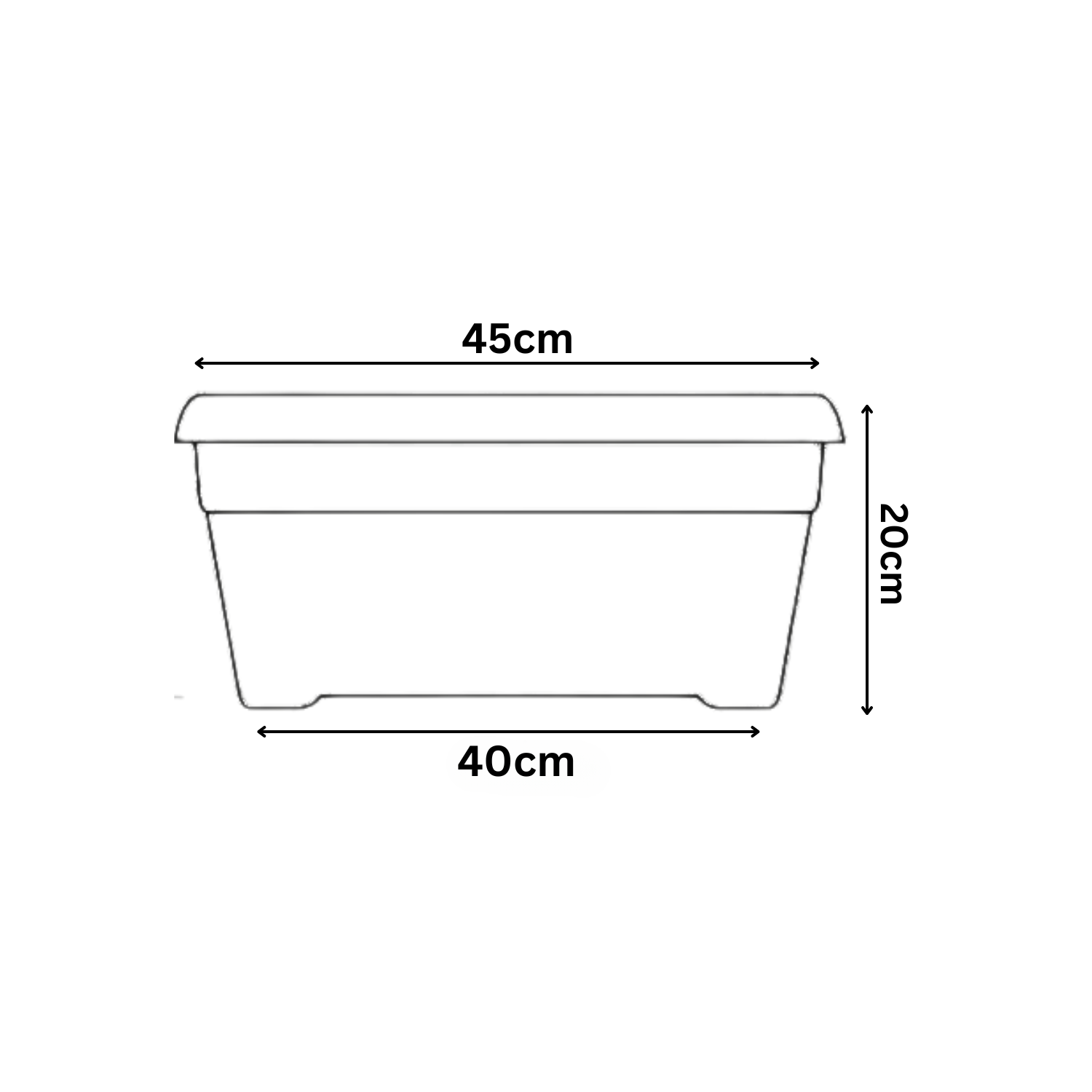 Hug A Plant | Window Planter 45CM Rectangle Plastic Pot for Home & Garden (Pack of 1)