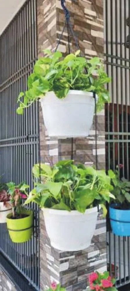 Tuka 25 Two Tier Hanging Plastic Pot (Withou Self-Watering Kit)