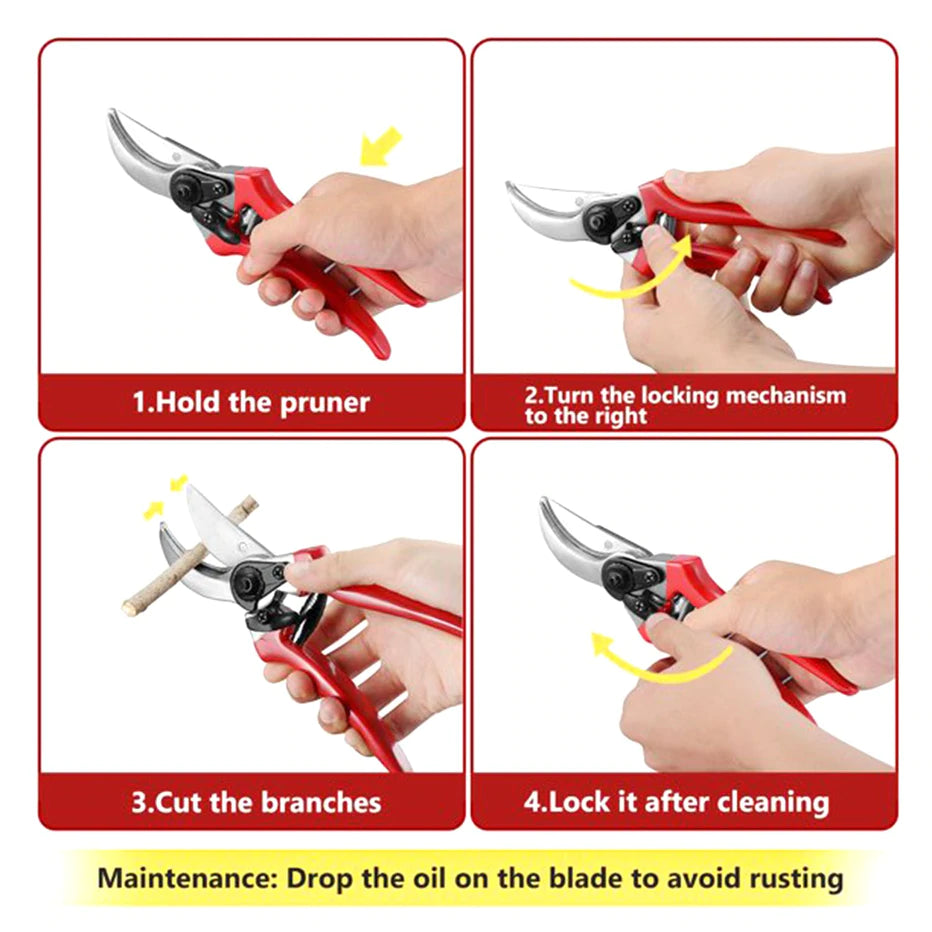 GARDEN SHARP CUTTER PRUNERS SCISSOR WITH GRIP-HANDLE