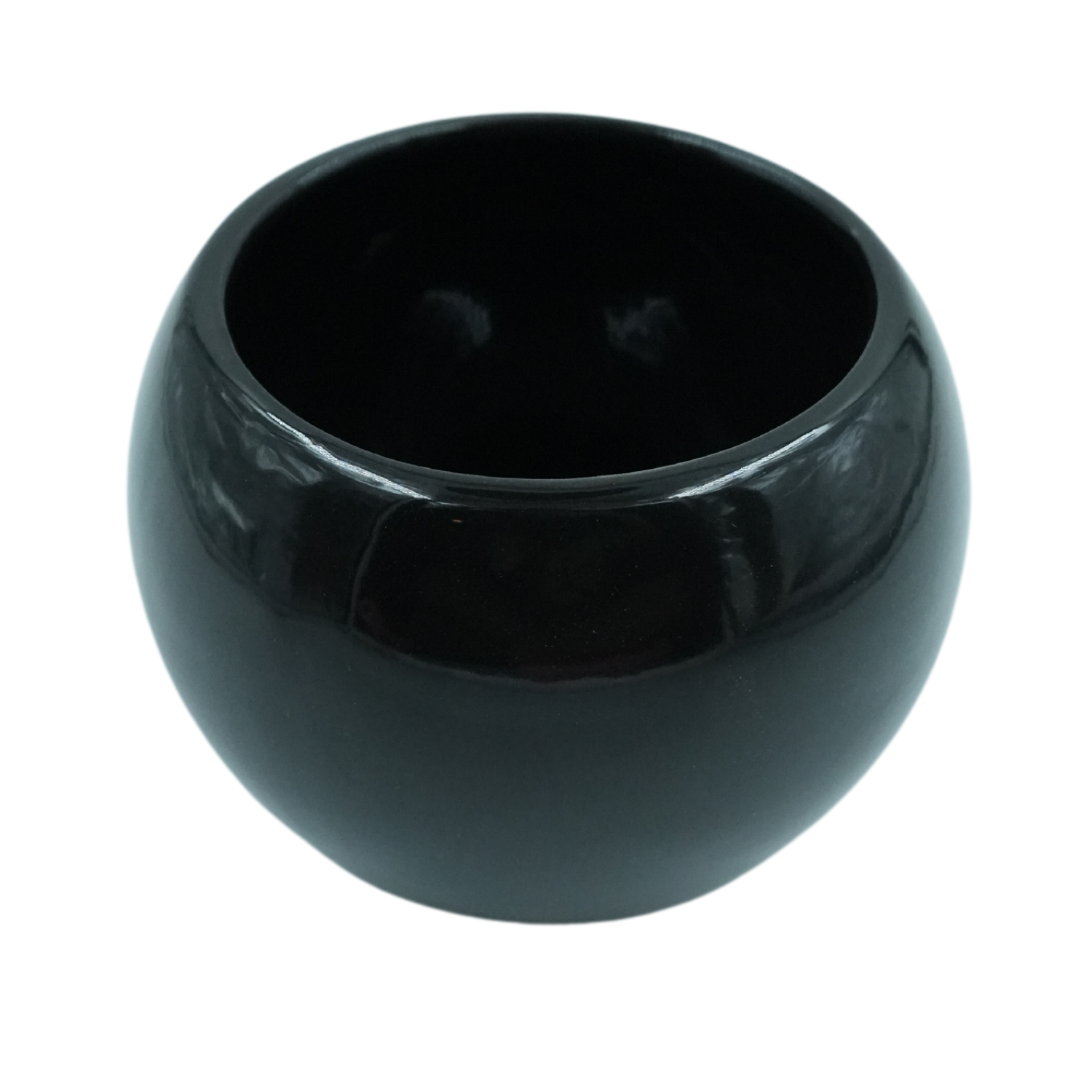 Designer Ceramic Pot (Black, Glossy Finish,Small) for Home & Indoor Plant Decor
