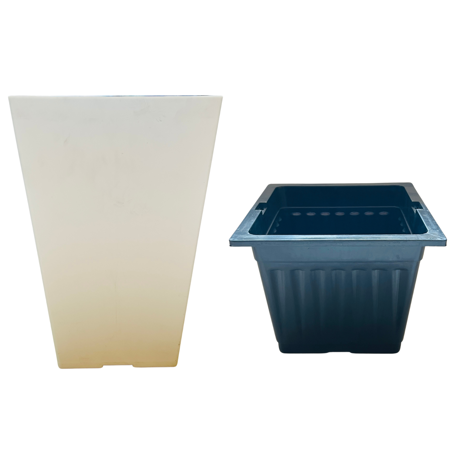 Hug A Plant | HP1 Square Plastic Pot with Inner for Home & Garden (25CM | 9.8 INCH, Square, White)