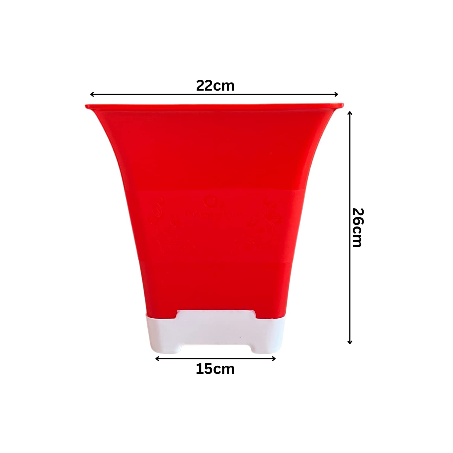 Hug A Plant | Hot Square Plastic Pot for Home & Garden (22CM | 9INCH)