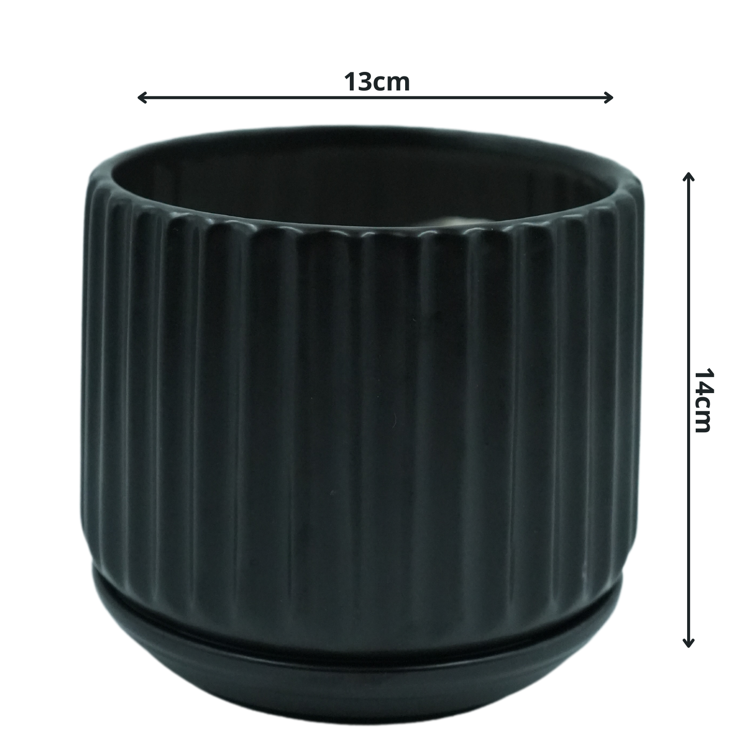 Designer Ceramic Pot (Black, Matt Finish,Medium) for Home & Indoor Plant Decor