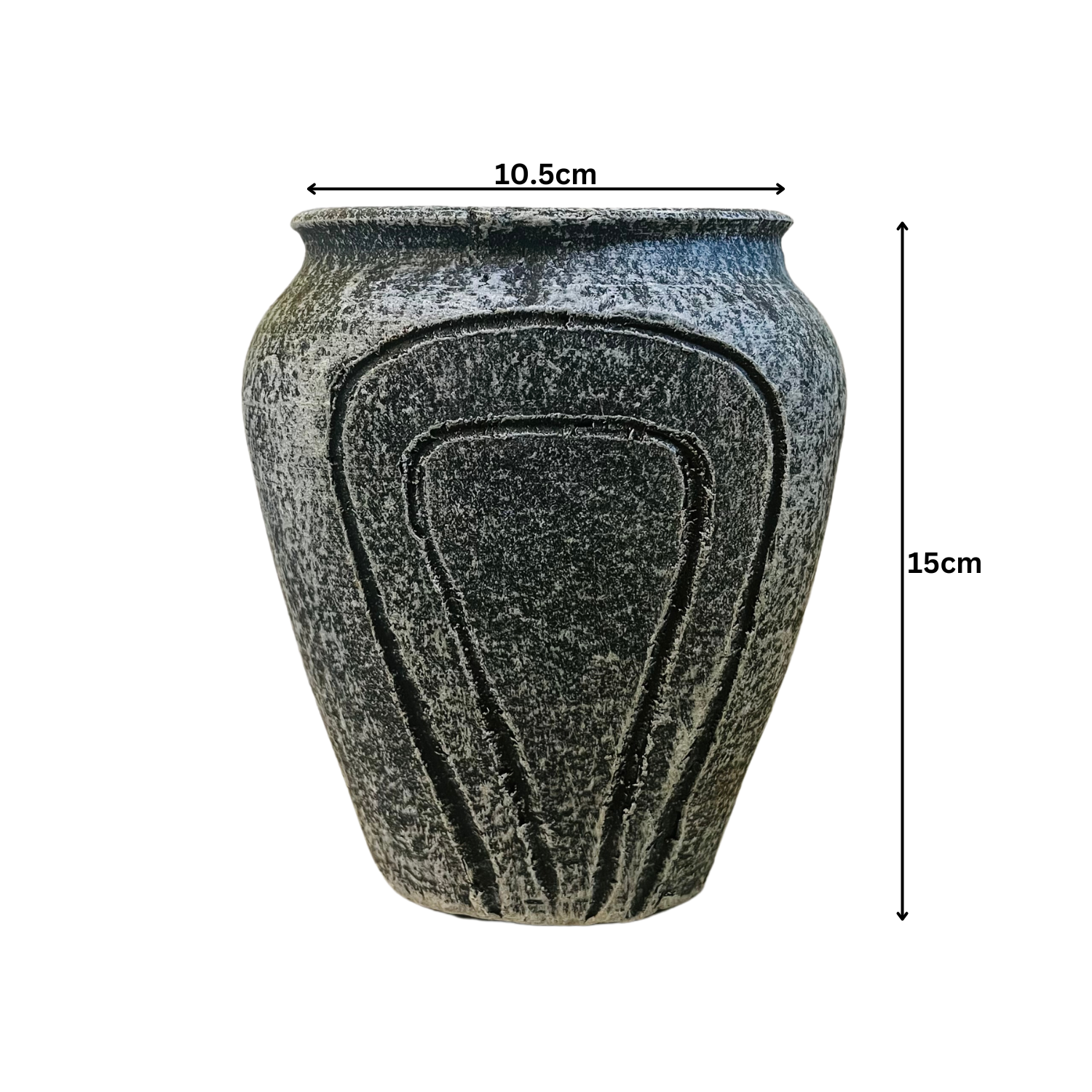 Designed Small Planter Stone Texture Terracotta Planter (10.5 cm)