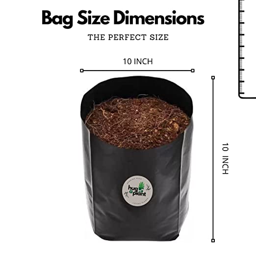 Hug A Plant | Black Nursery Cover/Plant Grow Bag Terrace Gardening Nursery Cover (Black,10X10 INCH)