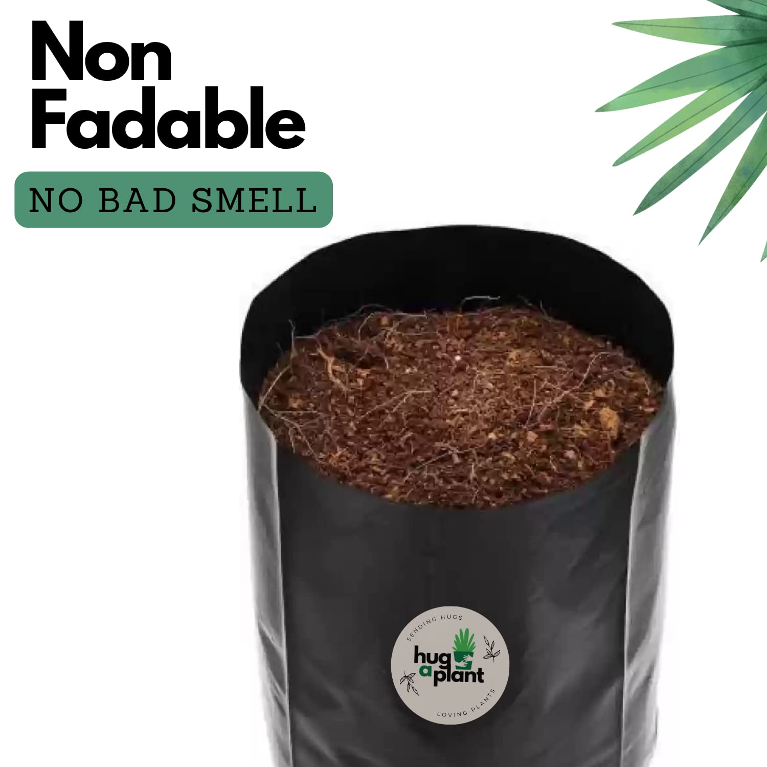 Hug A Plant | Black Nursery Cover/Plant Grow Bag Terrace Gardening Nursery Cover (Black,10X10 INCH)