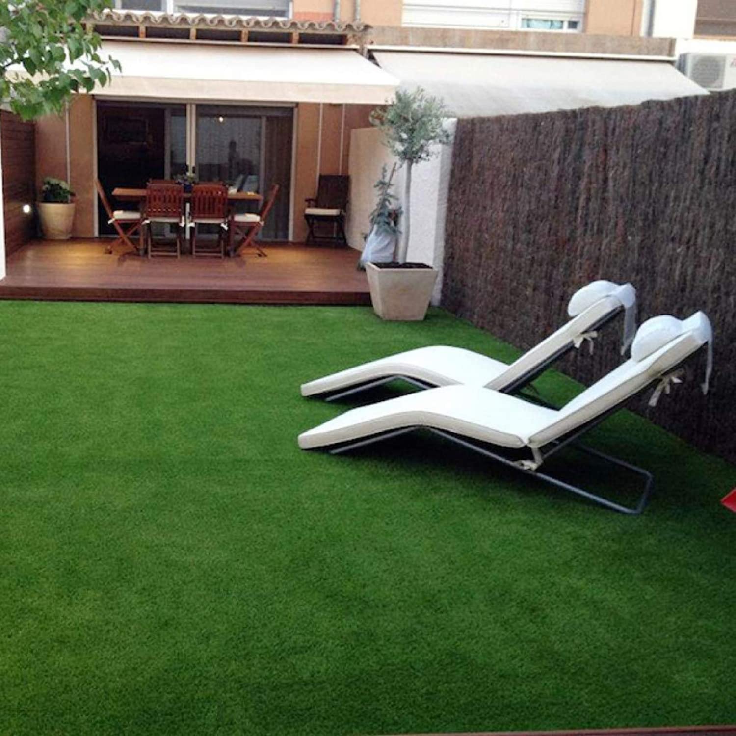 Hug A Plant | Full Green Artificial Grass Mat for Outdoors, Balcony, Lawn, Garden, Terrace | 35 MM Thick Grass Doormat, Runner, Carpet for Poolside, Restaurant, Wall, Landscape
