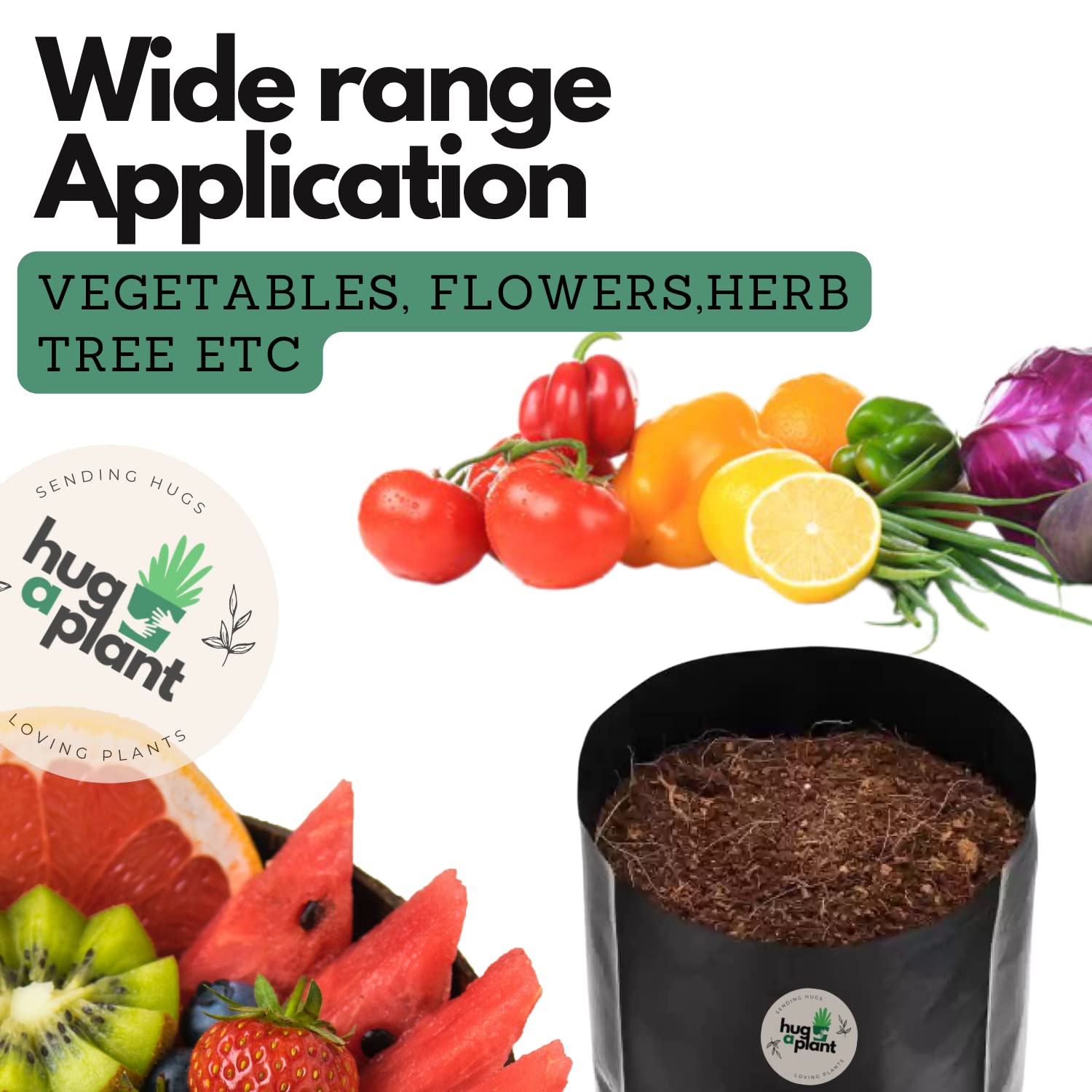 Hug A Plant | Black Nursery Cover/Plant Grow Bag Terrace Gardening Nursery Cover (Black,5X7 INCH)