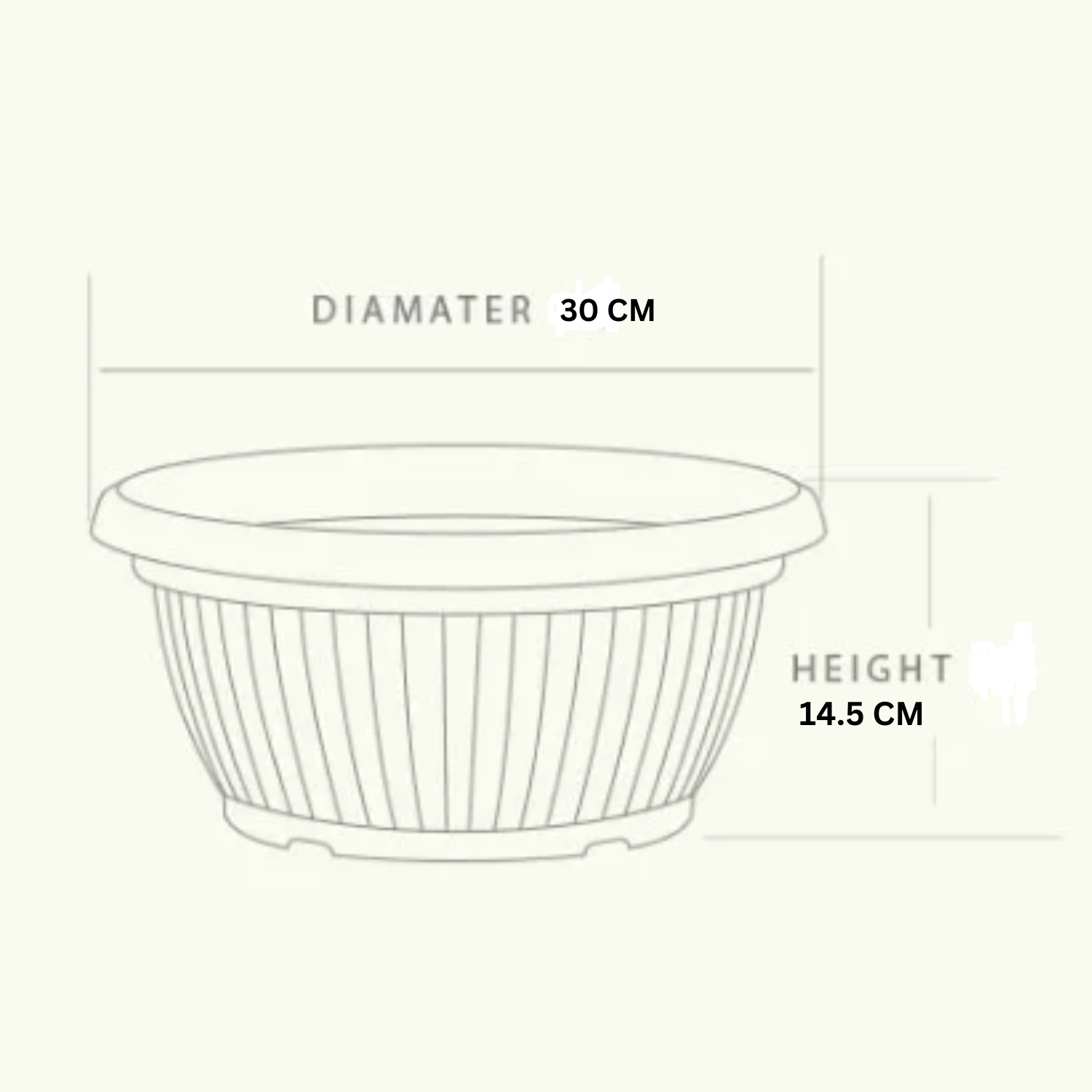 Hug A Plant Bello Bowl Planter 30cm Round Plastic Pot For Home & Garden