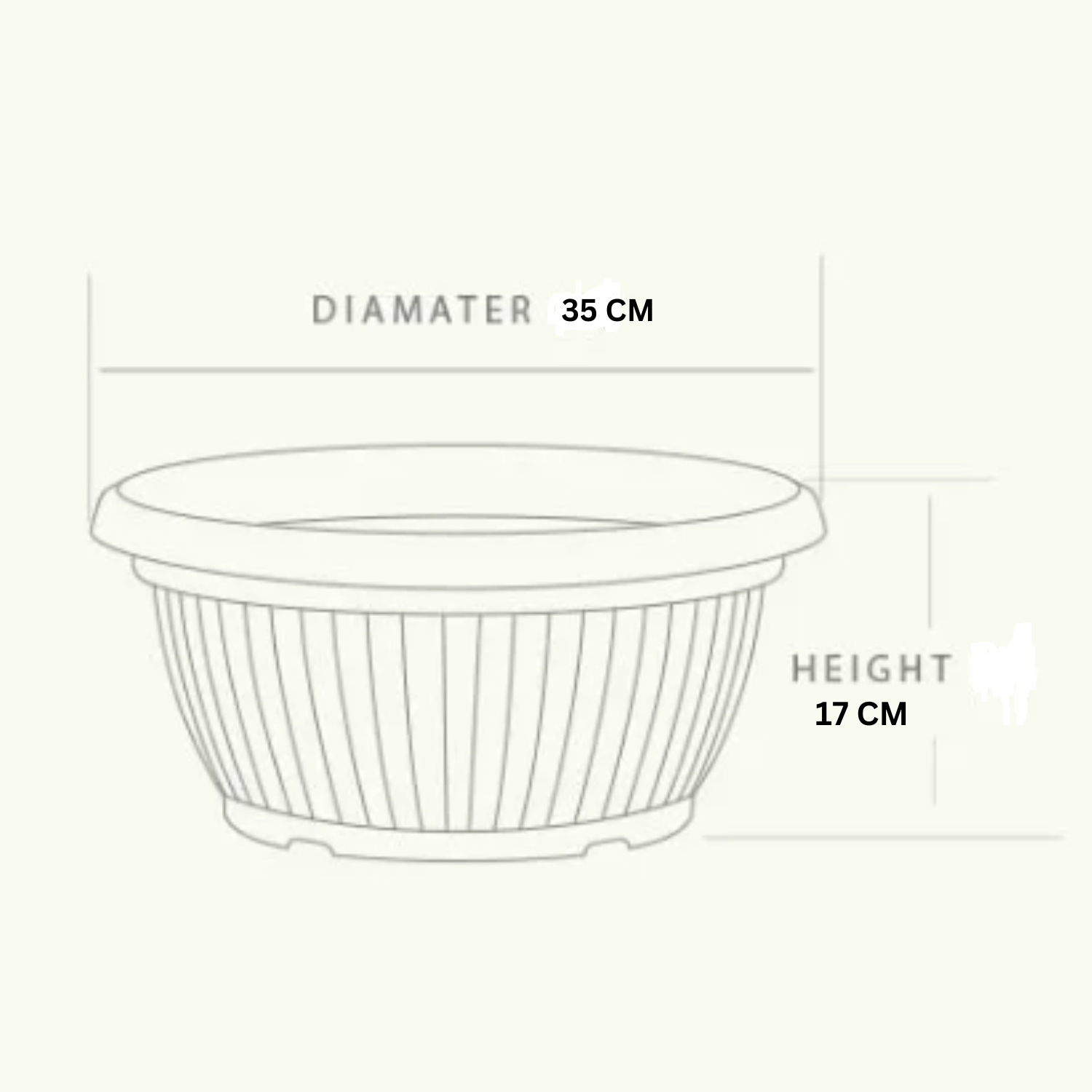 Hug A Plant Bello Bowl Planter 35cm Round Plastic Pot For Home & Garden