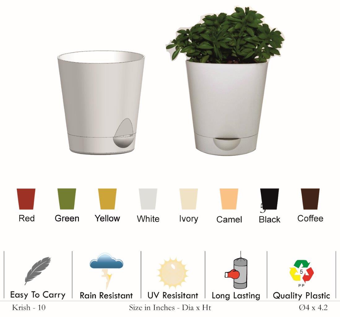 Krish 10 Self Watering Plastic Pot