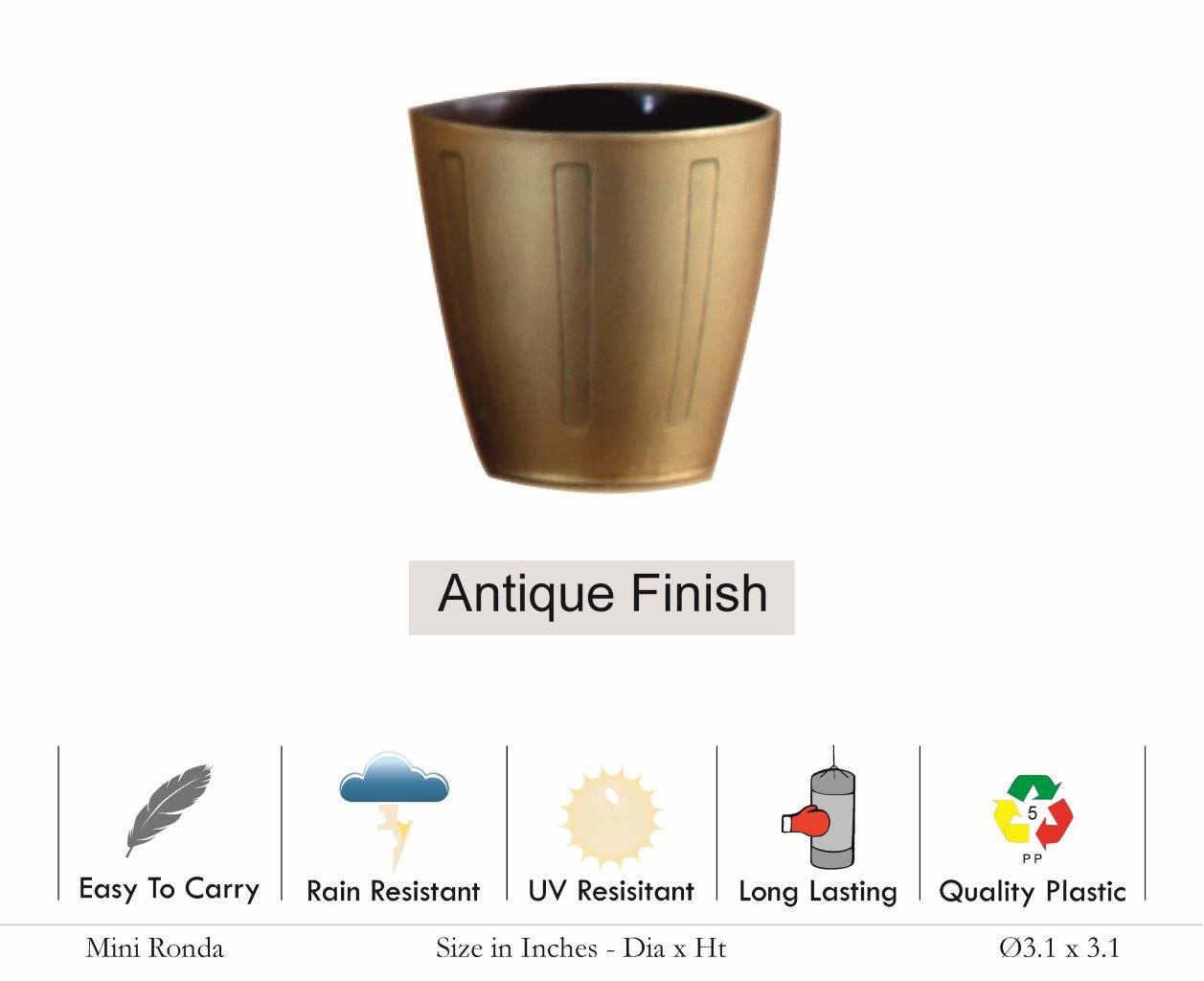 Mini Ronda Antique Finish Plastic Pot