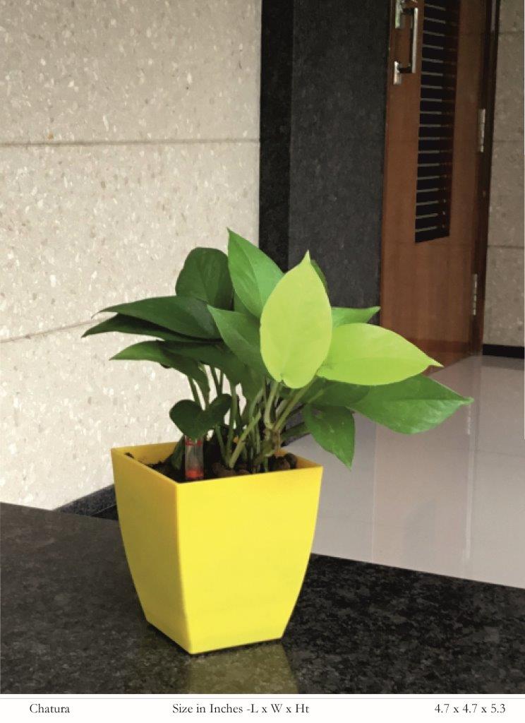 Chatura 12cm Square Plastic Pot With Self-Watering Kit