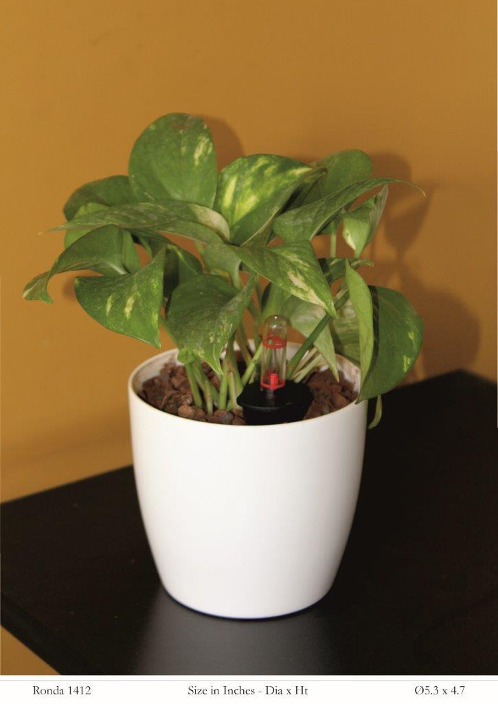 Ronda 1412 Round Plastic Pot With Self-Watering Kit