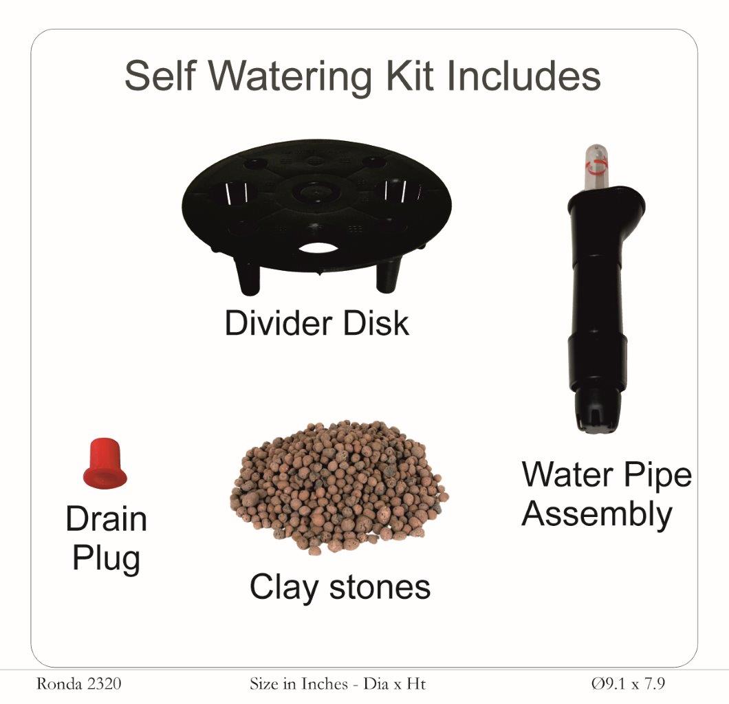 Ronda 2320 Round Plastic Pot With Self-Watering Kit