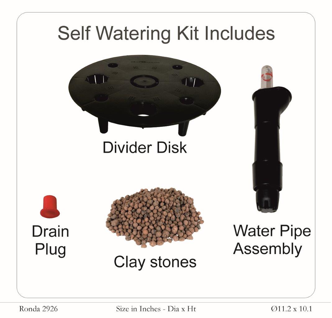 Ronda 2926 Round Plastic Pot With Self Watering Kit