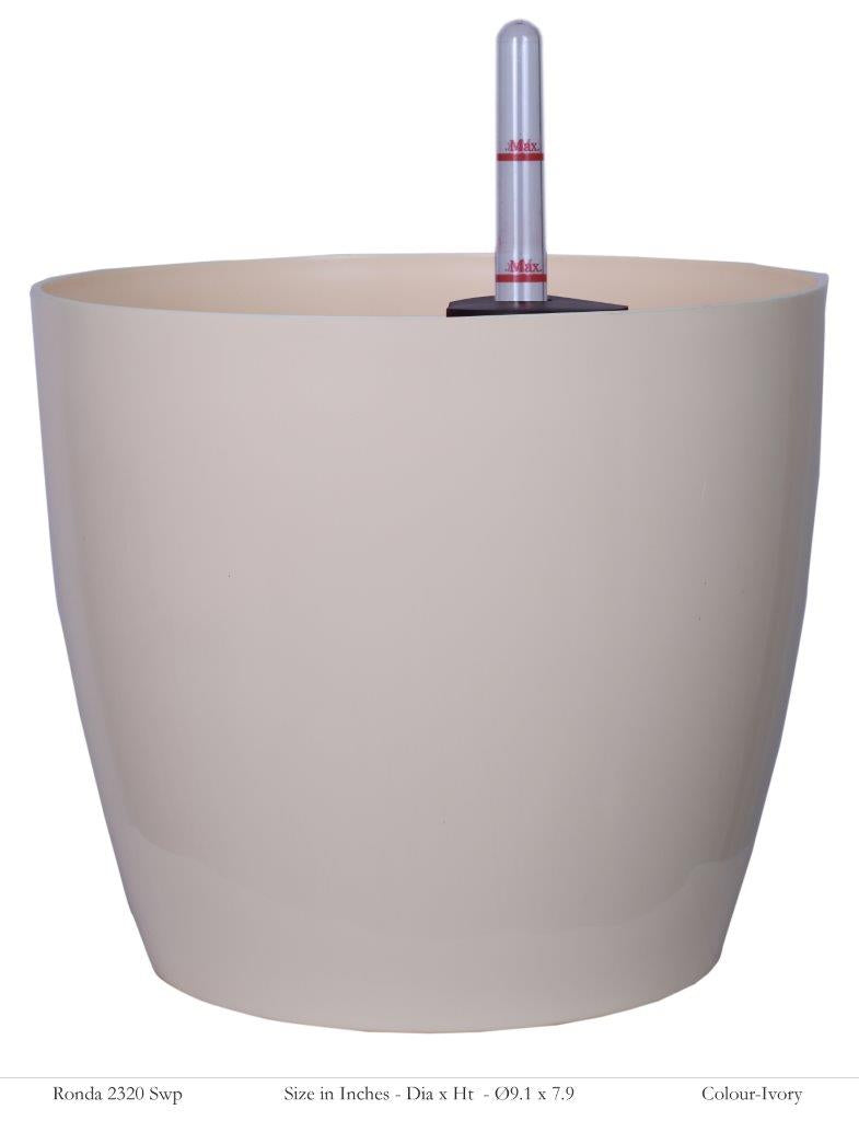 Ronda 2320 Round Plastic Pot With Self-Watering Kit