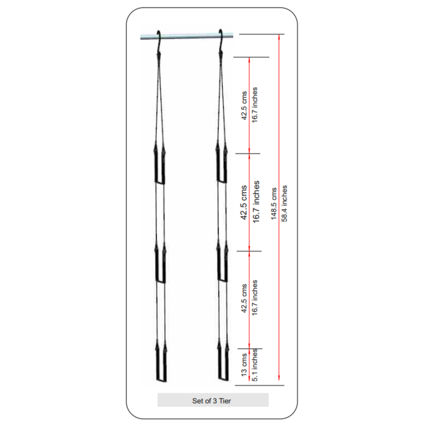 Uri Reca 40 - 3 Tier Hanging With Pot